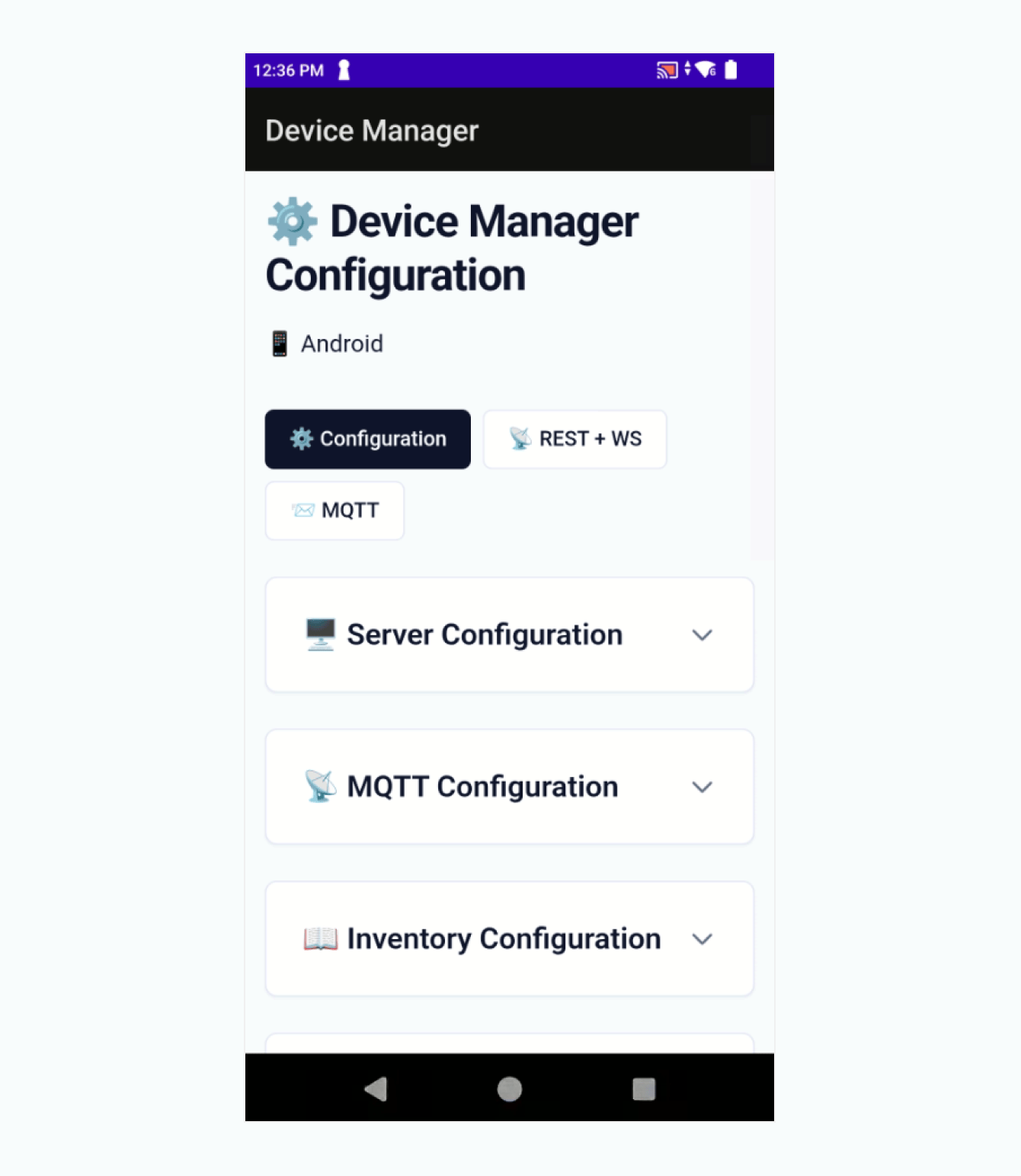 Device Manager Mobile interface on a Zebra handheld