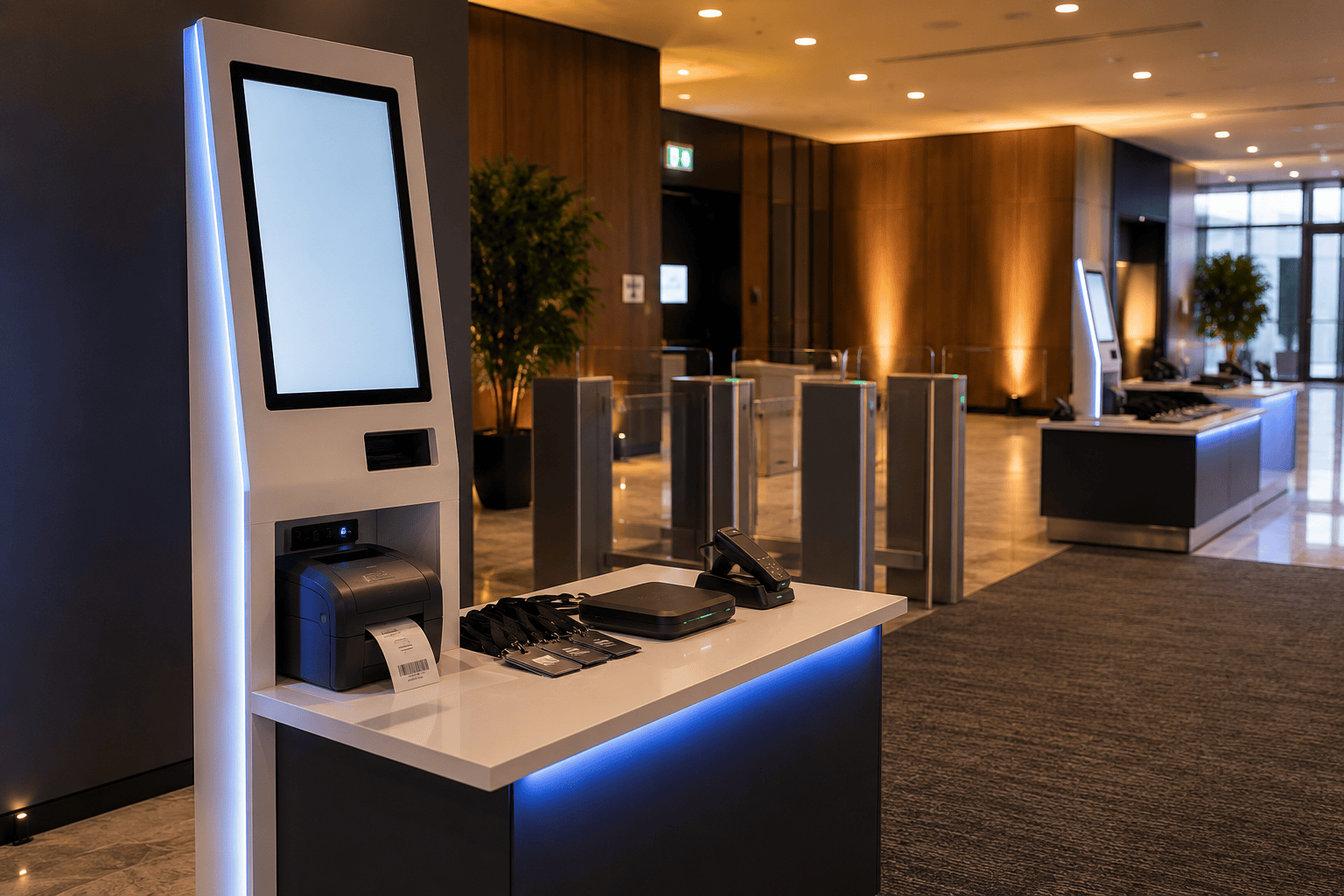RFID badge registration totem at a live event venue